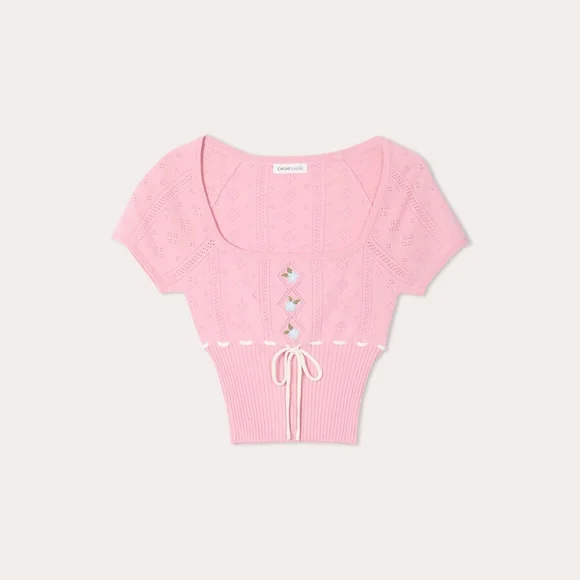 Cache Cache Pink Crop Sweater - Picture 2 of 12